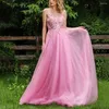 Vestidos de festa blush rosa apliques frisados lantejoulas cabido vestido de noite sem costas casamento damas de honra convidado shimmer vestido ocasião wear