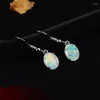 Oorringen Wit Verguld Teardrop Opal Dangle Voor Vrouwen Hoge Kwaliteit In Poolse En Metalen Plaat Oktober Edelsteen Sieraden Geschenken