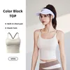 Yoga Outfit Sous-vêtements de sport pour femmes avec coussin de poitrine entraînement crop top élastique croix beau dos respirant antichoc course fitness soutien-gorge