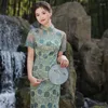 Etniska kläder 2023 sommarblommor spetsar förbättrad cheongsam elegant mode mandarin krage modern qipao kinesisk stil aftonklänning för