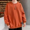 Men's Hoodies Solid Mens Hoodless Long Sleeve Round Neck Sweatshirt Male Color Undershirts Korean Style Sweater Grey Pullover