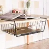 Kitchen Storage Organization Metal Iron Organizer Shelf Desk Cabinet Rack Under Table Hanging Mesh Basket Wardrobe Holders 230907