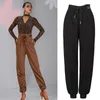 Stage Wear Modern Dance Pants 2023 Thick Drawstring High Waist Trousers Women Latin Practice Clothes Costumes SL5709