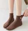 Women Socks Middle Tube Korean College Style Autumn And Winter Students Small Sweat-absorbing Breathable Cartoon Cotton