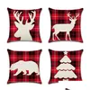 Pillow Case Christmas Canvas 45X45Cm Elk Printed Individual Package Er Retro Plaid Pillowcase Bedding Supplies Drop Delivery Home Gard Dhnim