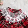 Robes de fille 1 5Y Noël Enfants Filles Casual Princesse Enfants Dentelle Fleur Rouge Plaid À Volants Élégant Robe De Fête Robe De Noël 230906