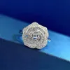 Anello classico in argento sterling 925 di alta qualità con camelia per regali di gioielli hiphop da sposa con diamanti alla moda da donna