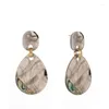 Boucles d'oreilles pendantes géométriques délicates, coquille de perles, bijoux féminins naturels simples pour couleur grise