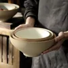 Skålar japanska retro kreativa ramen skål enkel mode hem nudel set sallad frukt keramiska bordsartiklar hög