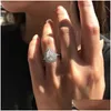 Wedding Rings Size 6-10 Stunning Luxury Jewelry 925 Stearling Sier Drop Water White Topaz Cz Diamond Gemstones Party Women Wedding Bri Dhyvm