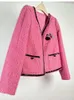 Vestes pour femmes français Vintage petit parfumé élégant Rose Tweed veste courte manteaux pour femmes automne à manches longues vêtements d'extérieur pour femmes