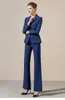 Women's Two Piece Pants Navy Blue Suit Formal Wear Light Luxury Complete Set Of Casual Female Host Ol British Position