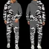 Tracksuits masculinos primavera outono camuflagem hoodie / calças / terno homens mulheres casual com capuz pulôver conjunto de treino 2 peças roupas esportivas 230907