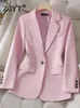 Women's Suits Elegant Autumn Blazers For Women 2023 Jackets Coats One Button Office Lady Veste Femme Plus Size Outerwear Tops Mujer Pink