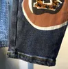 Женские штаны Европейская осенняя джинсовая джинсовая ткань тяжелая индустрия из бисера, окрашенные в бисера