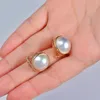 Stud Earrings Caimao 14mm Mabe Pearl 14k Yellow Gold Smooth Bezel For Women Leverback