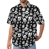 Mäns casual skjortor söta hund tassar semester skjorta svart och vita hawaiian män stilfulla blusar korta ärmar grafiska kläder stora storlek
