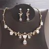 Hårklipp barock kristall brud smycken set vintage strass tiara krona örhänge halsband för kvinnor brud bröllop gåva