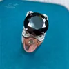 クラスターリングInbeaut Men's Classic 925 Silver 5 ct Round Excellent Cut Pass Diamond Test Black Moissanite Weddding Ring Vintage Fine