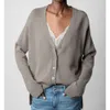 Zadig Voltaire v-Neck 가디건 여성 디자이너 100% 캐시미어 스웨터 패션 니트웨어