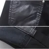 Men s Pants Fashion Designer Black Zipper Motorcycle Leather Korean Slim Skinny splice Denim 230906