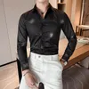 Men's Dress Shirts Luxury Fashion Stamping Designer Long Sleeve Shirt Social Ball Host Formal 2023 Autumn Slim Fit Top