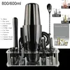 Wijnglazen 12 stuks Zwart Rose Goud 800 750 600 ml Boston Shakers Barman Kit Cocktail Shaker Set Barmixer Gereedschap met standaard Recept 230906