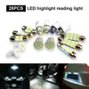 28Pcs T10 W5W Auto Car Interior LED Light Dome License Plate Mixed Lamp Interior Light Trunk Lamp Parking Bulbs Set Auto Light