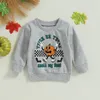 Hoodies Sweatshirts Focusnorm 0 4y Autumn Kids Boys Girls Sweatshirt T Shirts Långärmad Pumpkin Letters Tryck Pullover Halloween kläder 230906