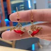 Baumelnde Ohrringe CAOSHI Zarte rote glänzende Fischtropfen weiblicher Modeschmuck exquisite Persönlichkeit Geschenk für Frauen trendige Damenaccessoires