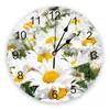 Relógios de parede Margarida Borboleta Libélula Flor Quarto Relógio Grande Moderno Cozinha Dinning Rodada Sala de estar Relógio Decoração de Casa