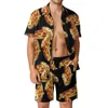 Men's Tracksuits Pizza Vacation Men Sets Food Italian Casual Shirt Set Summer Pattern Shorts 2 Piece Aesthetic Suit Large Size