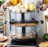 Double Boilers Stainless Steel Two Three Layer Thick Steamer Pot Soup Steam Universal Cooking Pots For Induction Cooker Gas Stove