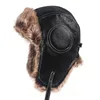 BeanieSkull Caps Mens Winter Hat Ushanka Trapper Bomber Men Soft Leather Russian Soviet Earflap Pilot Hats Gorro ruso Faux Fur 230907