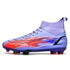 2024 New High Top Football Boots AG TF Youth Comfortable Soccer Shoes Black Blue Purple Outdoor Long Nail Training Shoes for Women Men