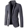メンズスーツ春と秋の布カジュアルスタイリッシュなスーツシングルボタン紳士服男性灰色のコート