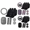 Car Seat Covers 15Pcs Bling Accessories Set For Women Crystal Water Diamond Steering Wheel Cover Velvet Breathable Kit