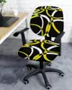 Stol täcker geometrisk abstrakt modern konst gul elastisk fåtölj datorskydd avtagbart kontorslipcover split säte