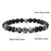 Charme Pulseiras Noter Handmade Mens Pulseira 8mm Onyx Tiger Eyes Pedra Frisada Braclet Hematita Cura Braslet Cadeau Homme Lazer