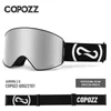 Skidglasögon Copozz Magnetic Ski Goggles UV400 Skydd Anti-dimskidglasögon Män Kvinnor Snabbförändringslins snowboardglasögon med två alternativ 230907