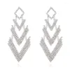 Висячие серьги YFJEWE, дизайнерские длинные капли с кристаллами для женщин, блестящие листовые стразы, свадебные украшения, подарок E709