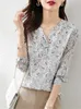 Frauen Blusen Chiffon Hemd Mode Frauen Print Bluse Top Sommer Büro Dame Langarm Pullover V-ausschnitt Weibliche Kleiden