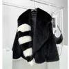 Women's Fur Fausse Fourrure Vestes courtes pour femmes 2023 Manteaux de fourrure de vison d'hiver Patchwork Veste en fausse fourrure Lâche Manteau de fourrure en peluche Dames Vêtements d'extérieur Veste moelleuse x0907