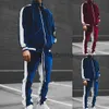 Heren Trainingspakken Cool Eenvoudige jas Sportkleding Zacht Lange mouw Sport Tweedelige set Rits Tweedelige set Broek Pak voor sport x0907