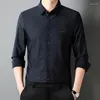 Men's Casual Shirts Diagonal Stripe Business For Men Long Sleeve Silky Summer Quality Nylon&Spandex Icy Cool Premium Camisas De Hombre