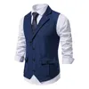 Heren Vesten Visgraat Tweed V-hals Double-Breasted Pak Vest Mode Casual Mannen Gestreept Vest Punk Stalknecht Bruiloft Brwon