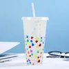 Tumblers Color Changing Cups Iced Coffee Cup with Lid Straw 710 ml Återanvändbar rolig hjärtmugg stor kapacitet söt nyhet te