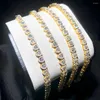 Charm Bracelets 2023 Fashion Gold Plated Micro Pave Clear CZ White Enamel Heart Shaped Tennis Chain Bracelet Bangle Jewelry For Women