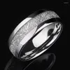 Anéis de casamento Vintage 8mm Largura Tons de Prata Homens Anel de Carboneto de Tungstênio Meteoritos Padrão Banda de Noivado Domed Comfort Fit Tamanho 7-12