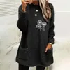 Women's Hoodies Women Casual Double Fuzzy Floral Printed Sweatshirt Faux Fleece Zip Pullover Sweaters Sweatshirts Coat Outwear